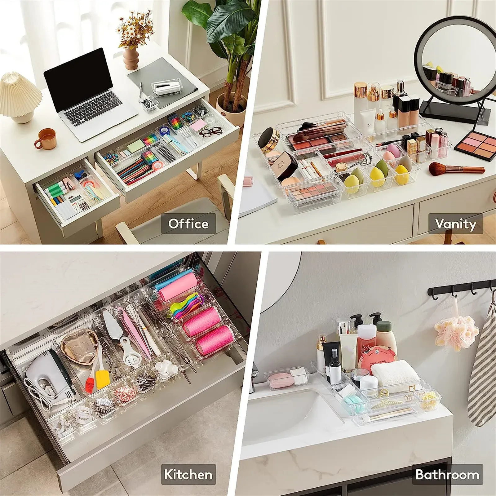 Plateaux transparents pour le bureau