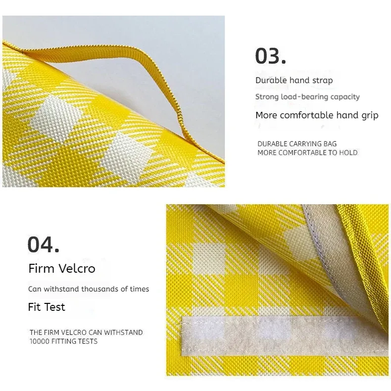 Tapis de pique-nique à carreaux jaunes, finitions