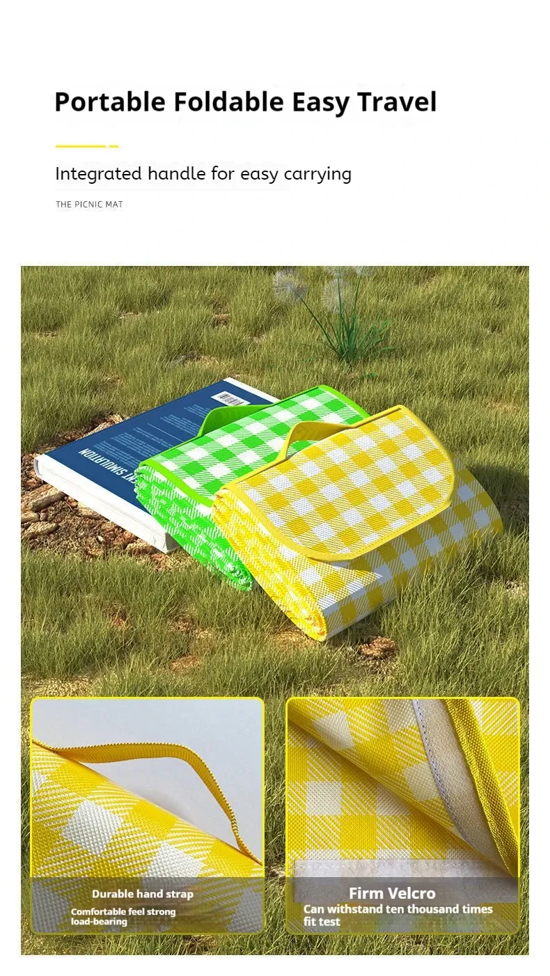 Tapis de pique-nique à carreaux jaunes, ambiance pique-nique