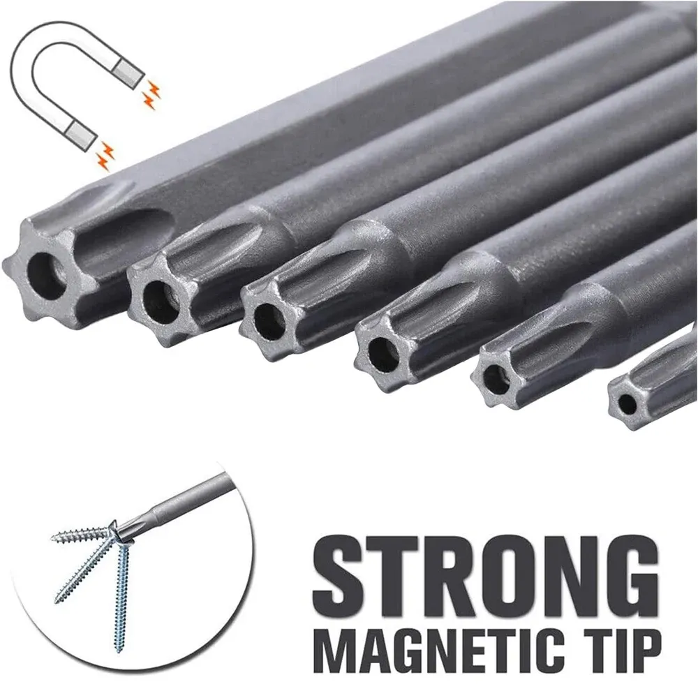 Jeu d'embouts Torx de sécurité 11 pièces en acier, tournevis magnétique, embouts T6 à T40, longueurs 50 mm et 100 mm 3
