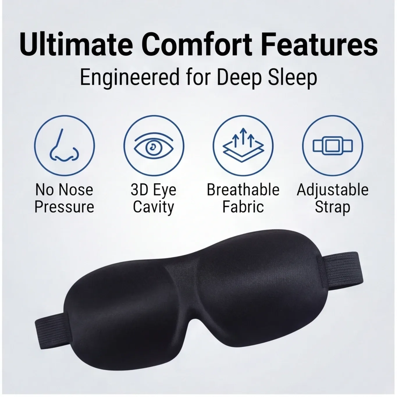 Masque de sommeil 3D respirant et réglable – Occultant, ventilation autour des yeux, confort unisexe 6