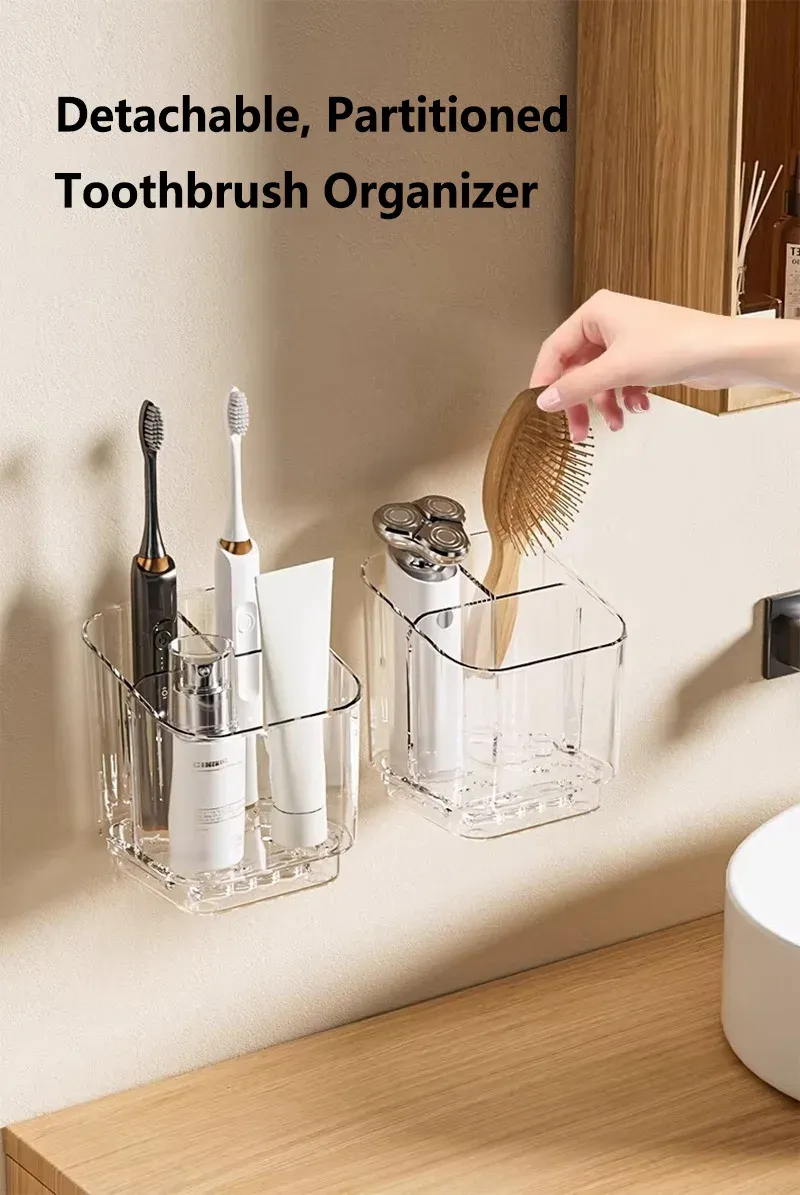 Support mural pour brosses à dents sans perforation