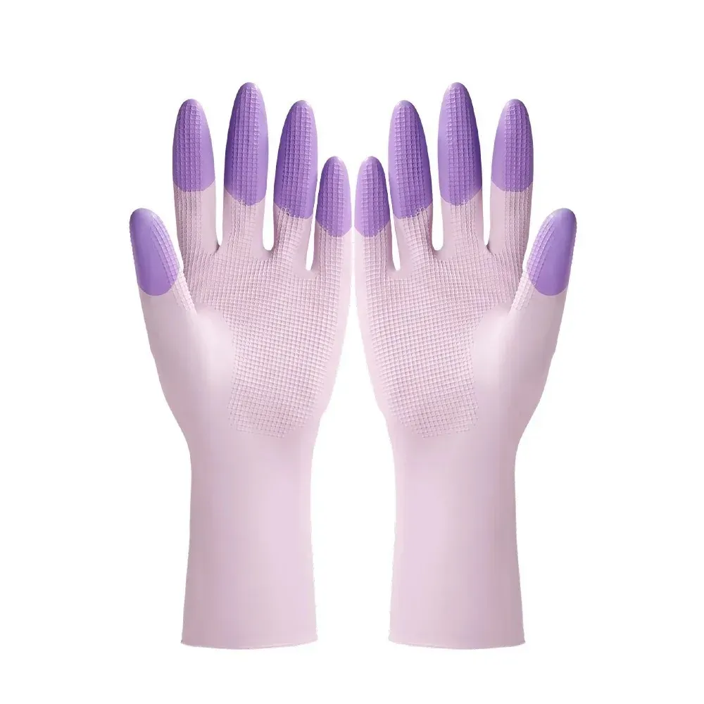 Gants de nettoyage en silicone pour la vaisselle, antidérapants, longs et réutilisables 8