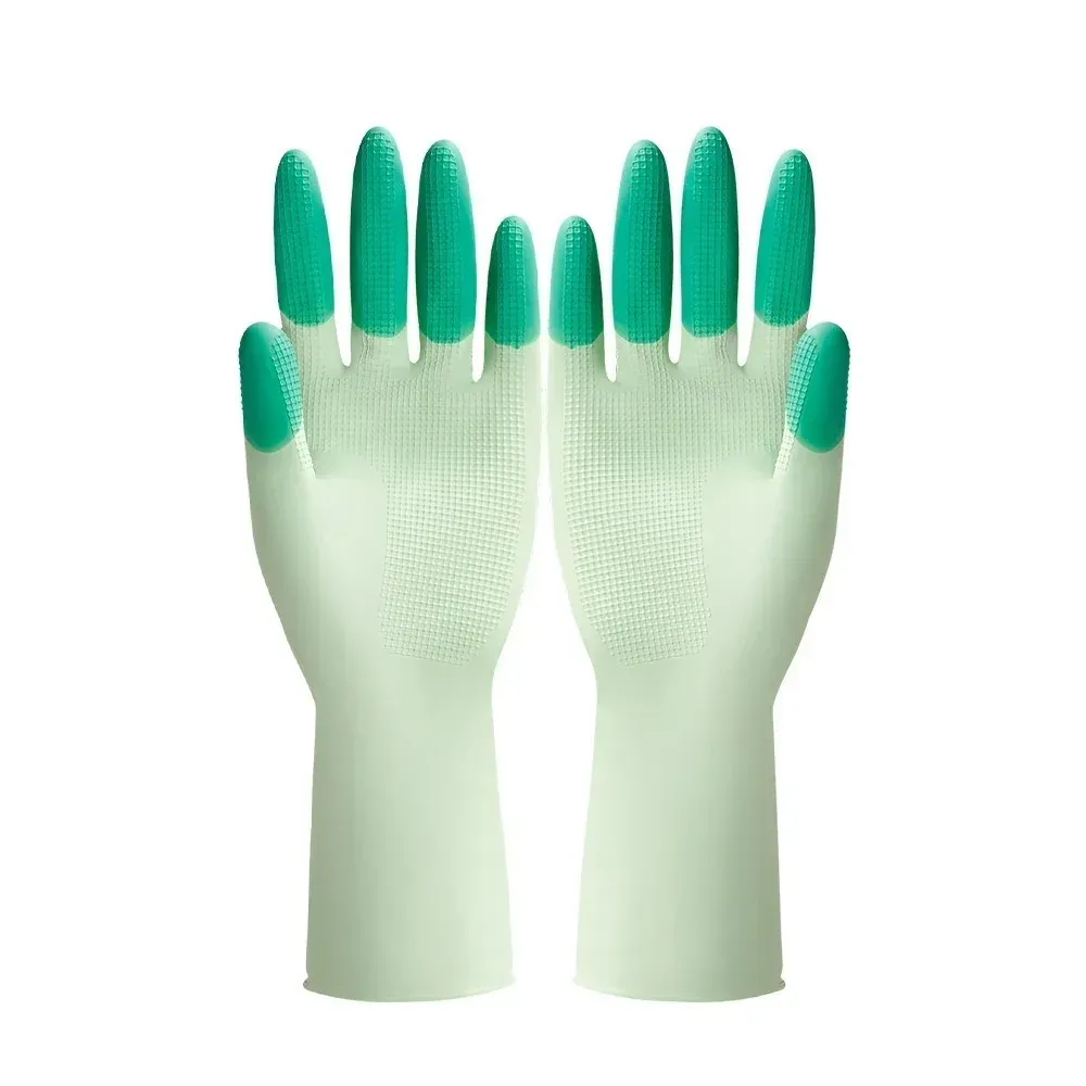 Gants de nettoyage en silicone pour la vaisselle, antidérapants, longs et réutilisables 7