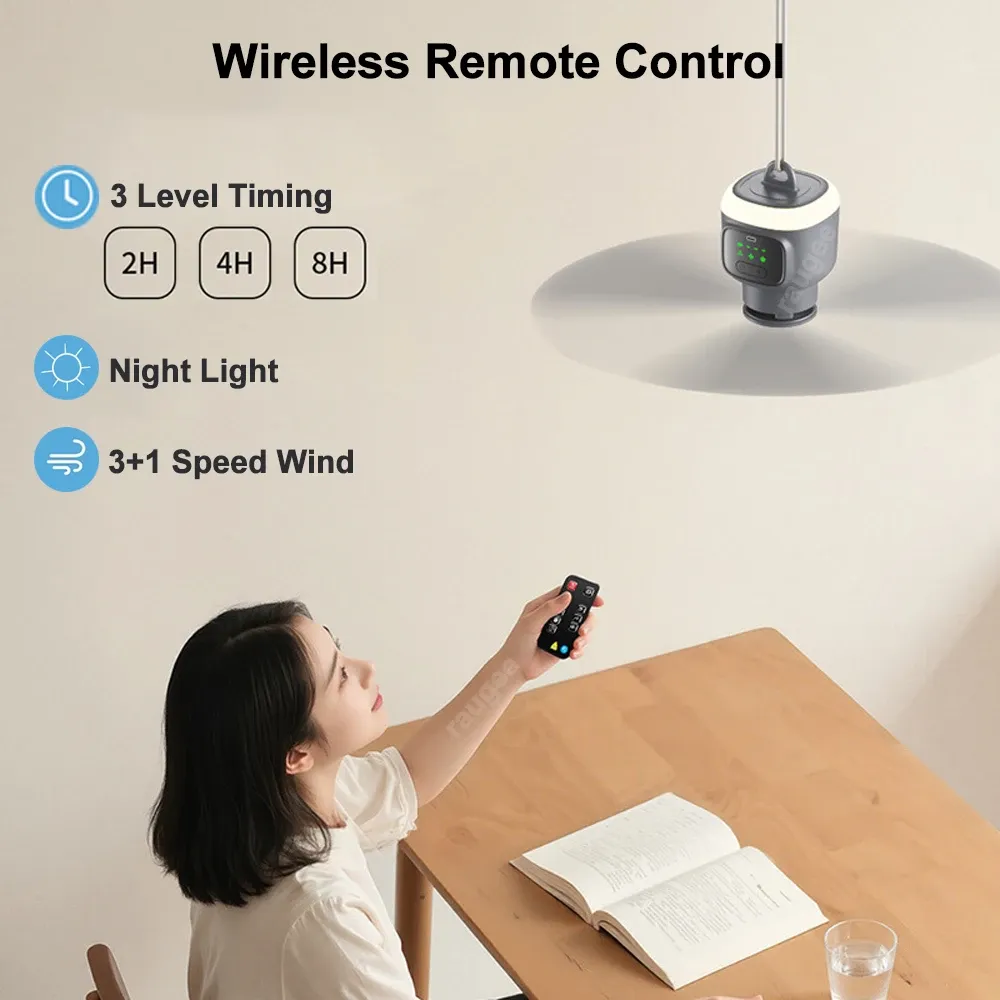 Ventilateur de camping portable rechargeable 12000mAh avec télécommande et lumière LED pour tente en plein air 4