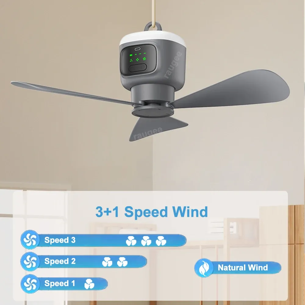 Ventilateur de camping portable rechargeable 12000mAh avec télécommande et lumière LED pour tente en plein air 5
