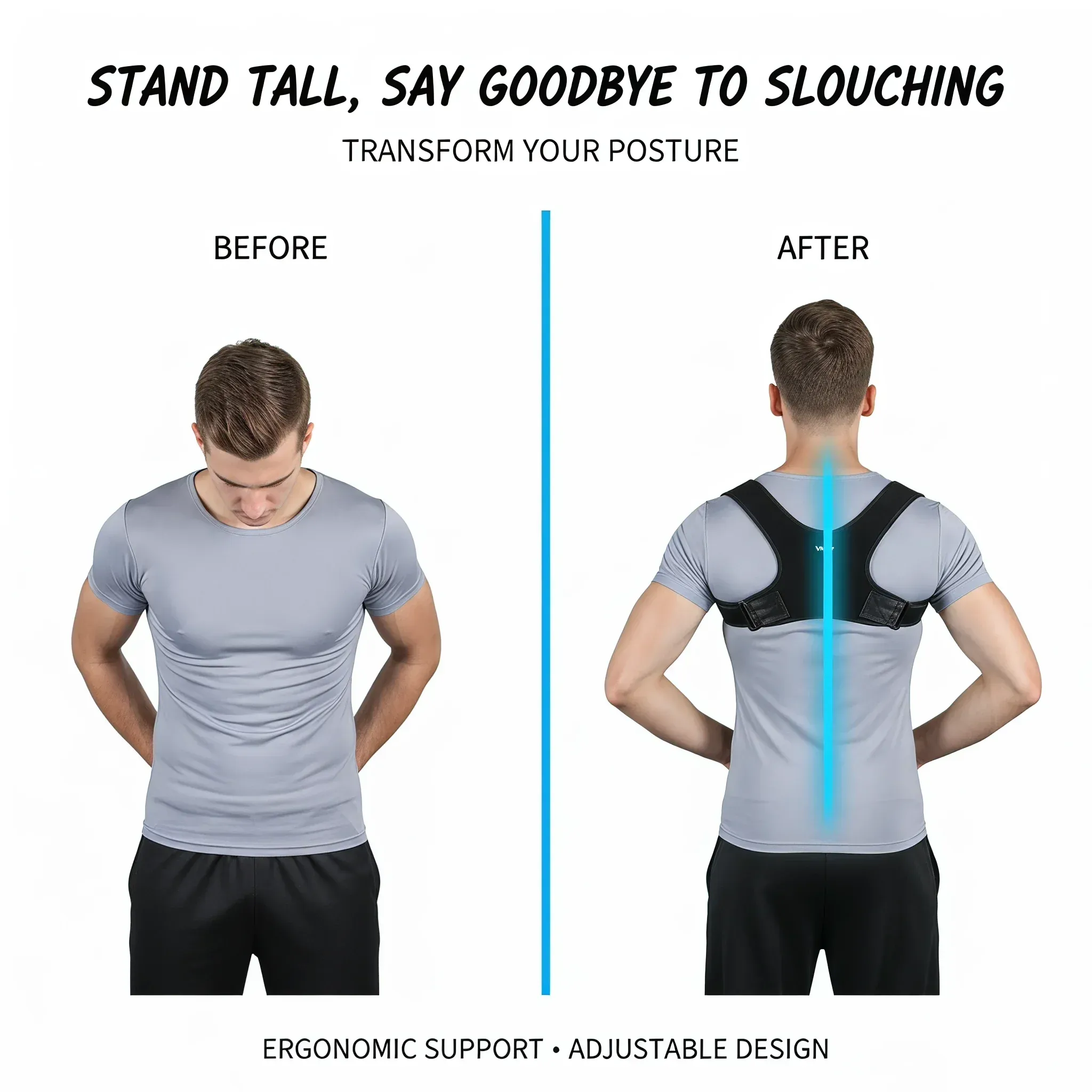 Correcteur de posture invisible VBOSI unisexe, réglable et respirant, soutien du dos et des épaules pour corriger la cyphose 5