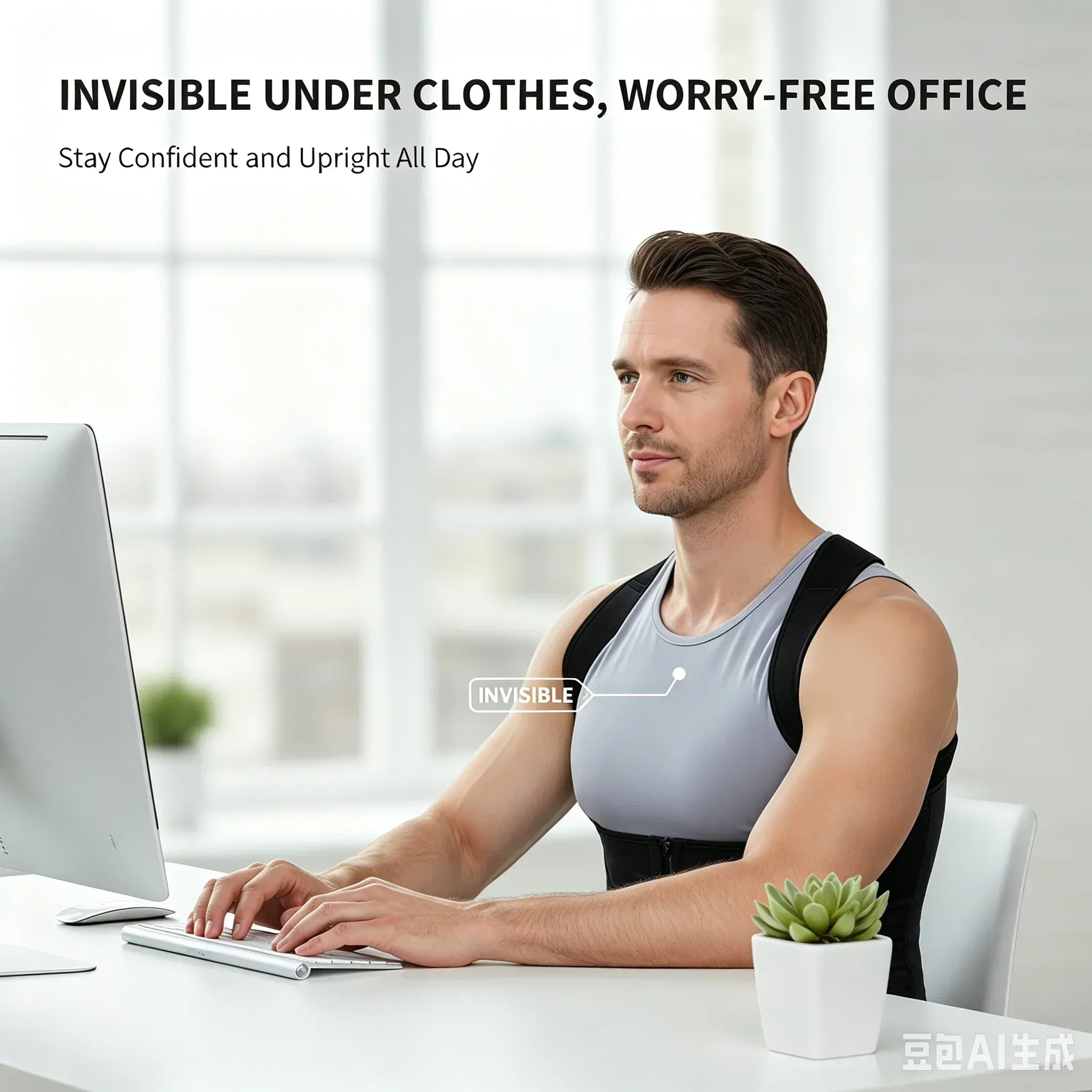 Correcteur de posture invisible VBOSI unisexe, réglable et respirant, soutien du dos et des épaules pour corriger la cyphose 6