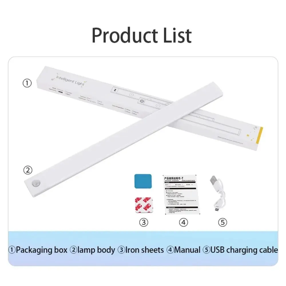 Veilleuse LED ultra fine à capteur de mouvement, sans fil et rechargeable par USB, pour armoire de cuisine et garde-robe 6
