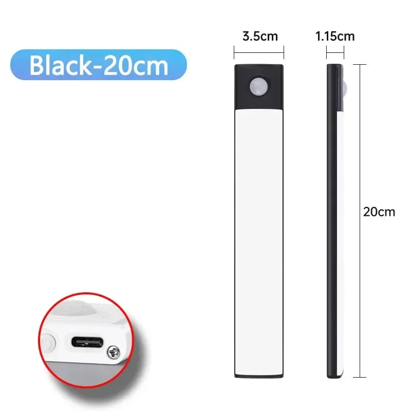 Veilleuse LED ultra fine à capteur de mouvement, sans fil et rechargeable par USB, pour armoire de cuisine et garde-robe 16