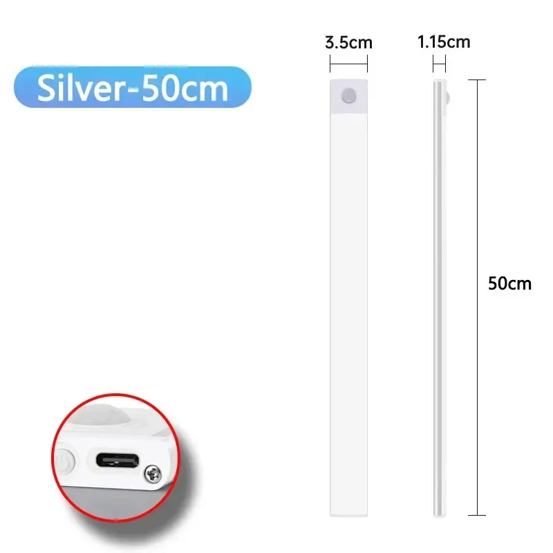 Veilleuse LED ultra fine à capteur de mouvement, sans fil et rechargeable par USB, pour armoire de cuisine et garde-robe 8