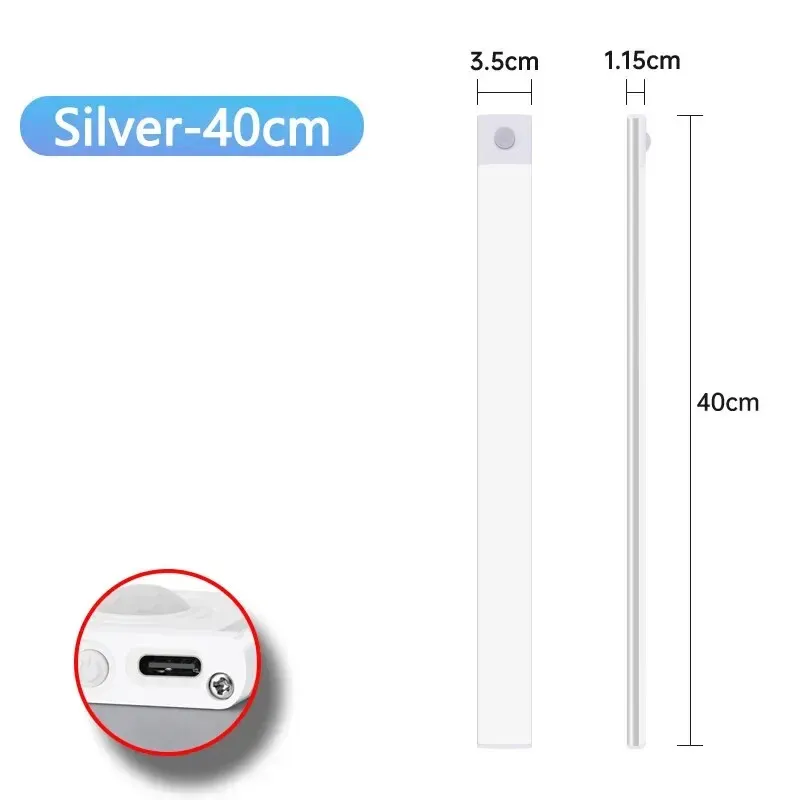 Veilleuse LED ultra fine à capteur de mouvement, sans fil et rechargeable par USB, pour armoire de cuisine et garde-robe 9