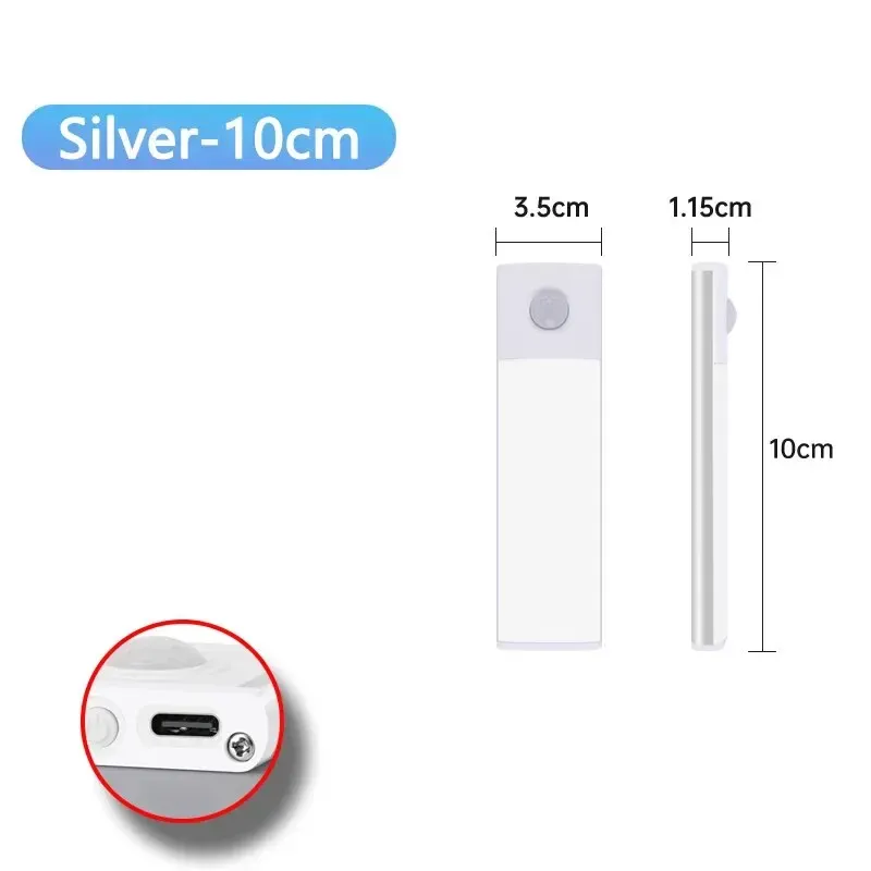 Veilleuse LED ultra fine à capteur de mouvement, sans fil et rechargeable par USB, pour armoire de cuisine et garde-robe 12