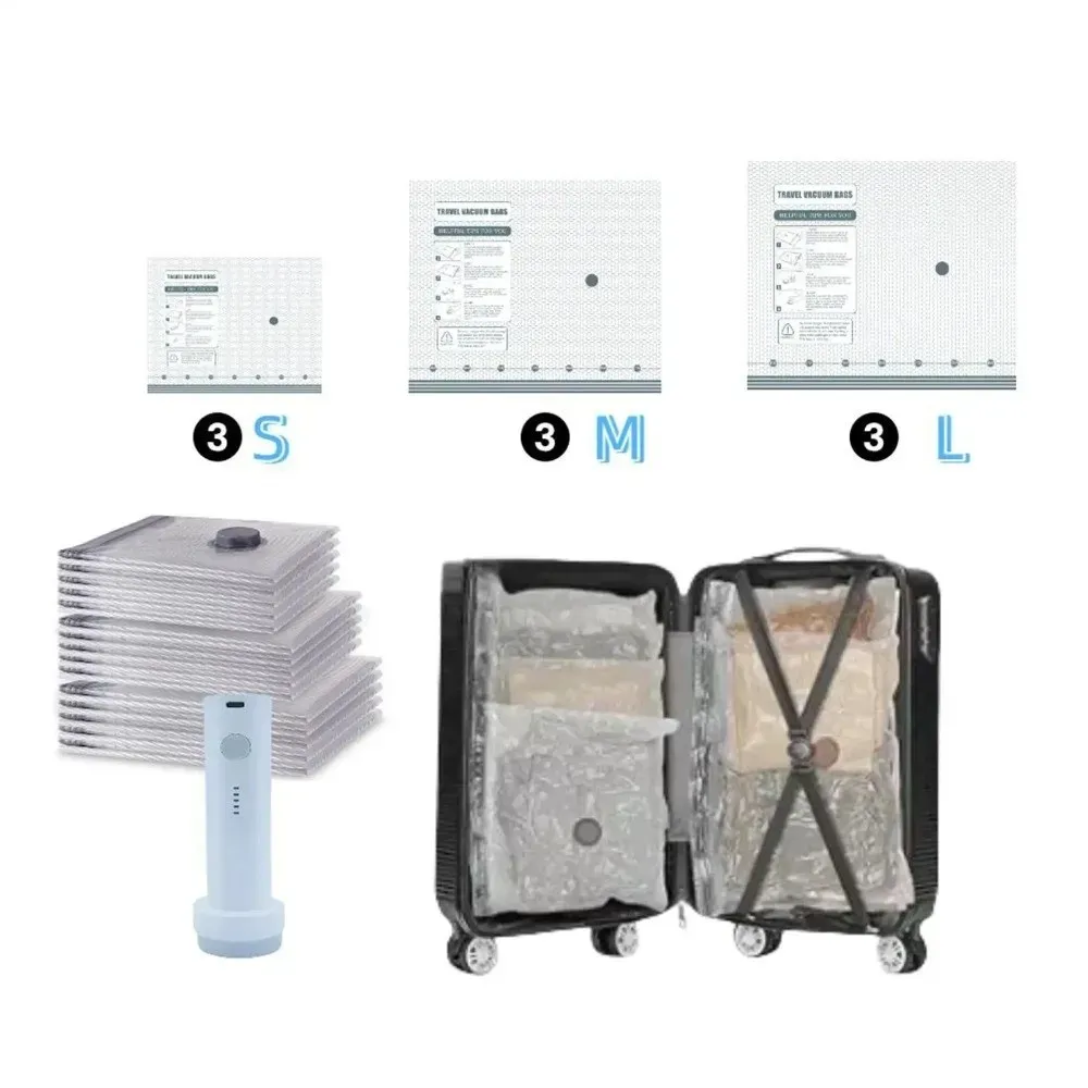 Sac de compression sous vide portable à grande capacité, étanche à l'humidité, sac de rangement de voyage multifonction 2