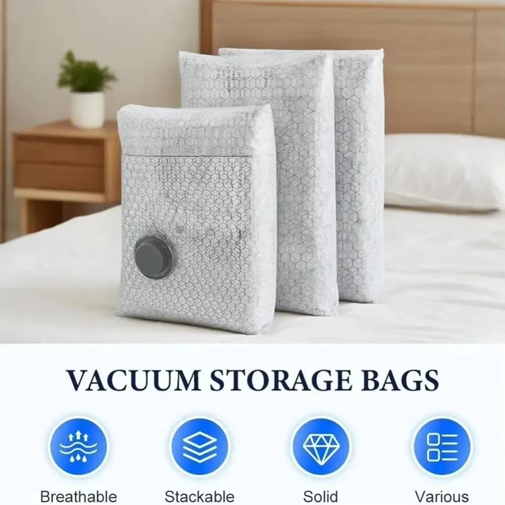 Sac de compression sous vide portable à grande capacité, étanche à l'humidité, sac de rangement de voyage multifonction 5