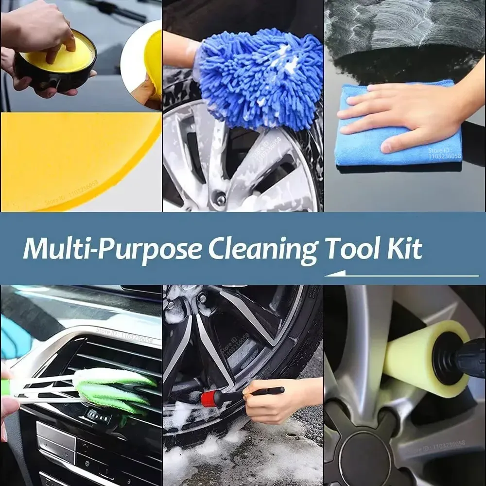 PWS Kit de brosses de détailing automobile avec brosse électrique pour perceuse 3