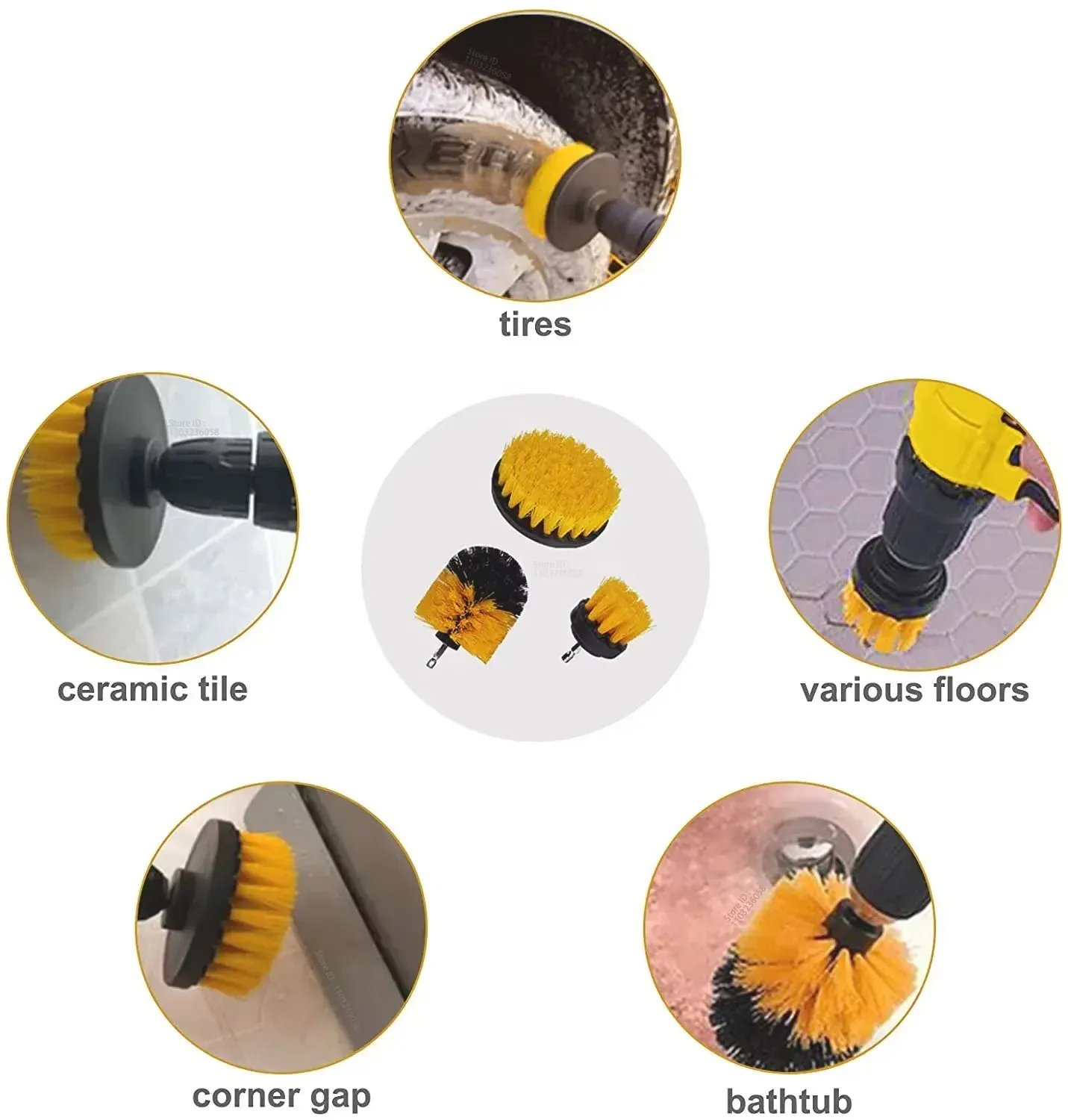 Kit de brosses de nettoyage automobile en situation