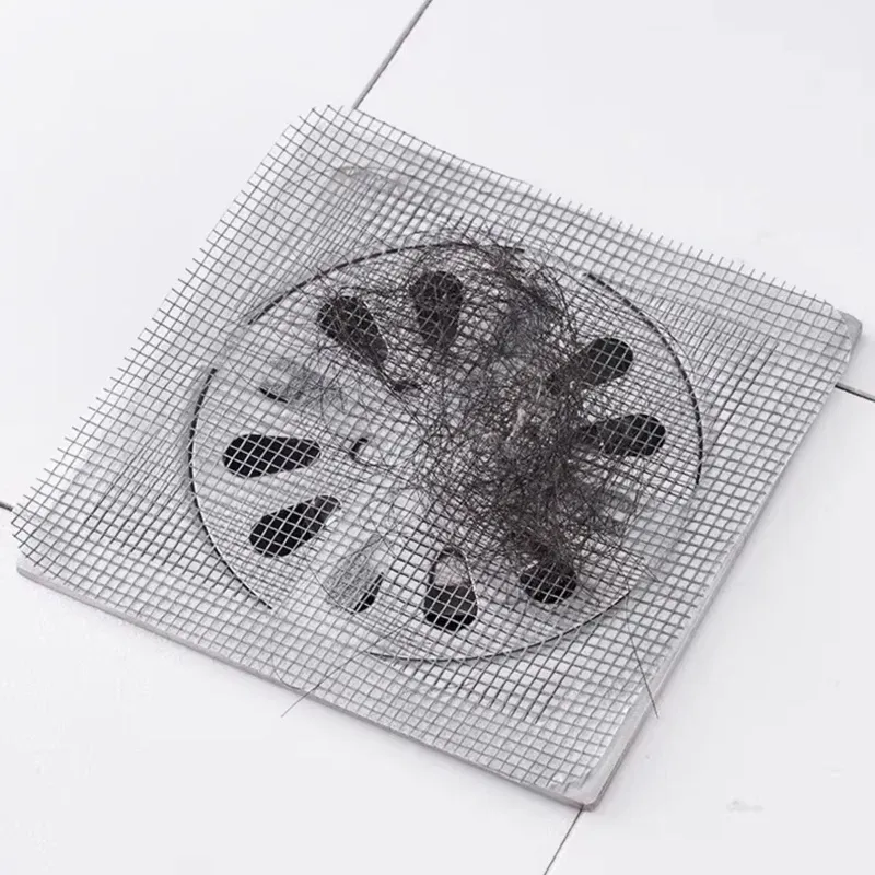 Couvercle de vidange de douche jetable en maille, lot de 50 : filtre pour évier de sol et anti-cheveux pour salle de bain et cuisine 2