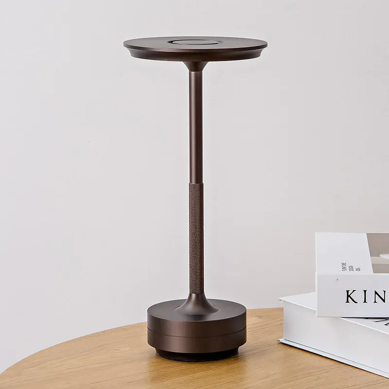 Lampe de bureau tactile rétro en alliage d'aluminium, veilleuse LED à intensité variable, rechargeable et portable 2