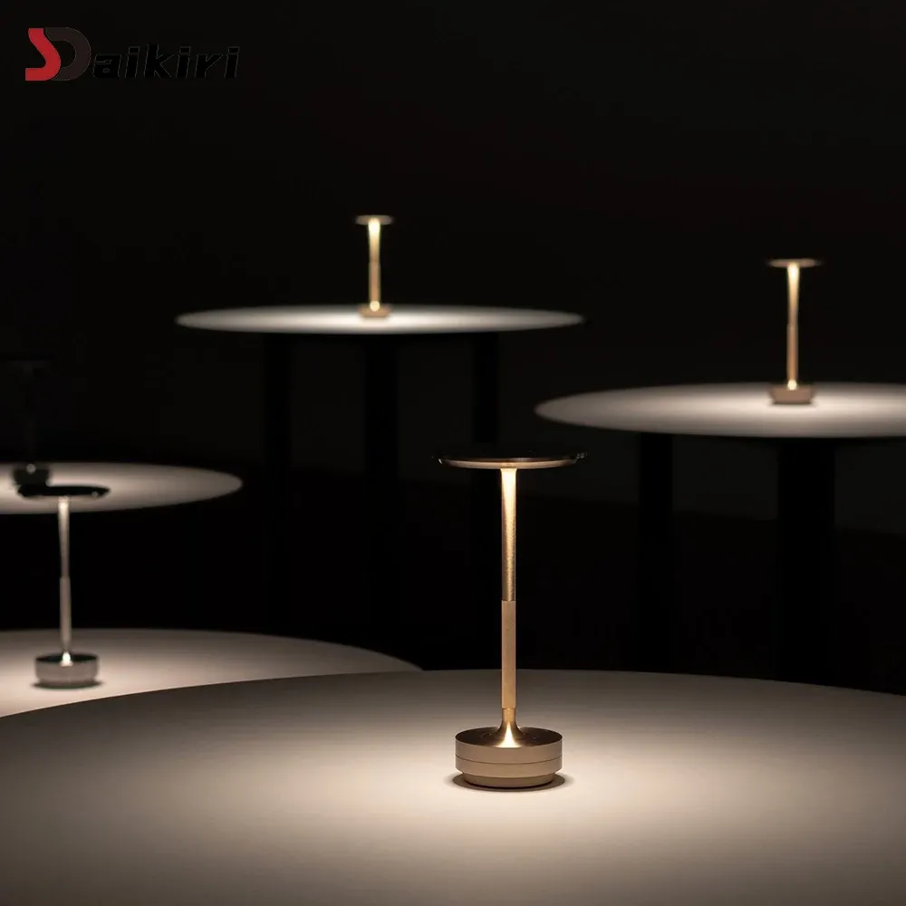 Lampe de bureau tactile rétro en alliage d'aluminium, veilleuse LED à intensité variable, rechargeable et portable 5