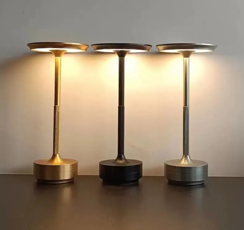 Lampe de bureau tactile rétro en alliage d'aluminium, veilleuse LED à intensité variable, rechargeable et portable 6