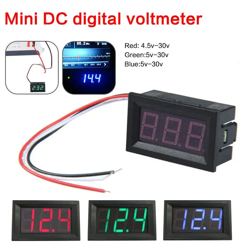 Voltmètre numérique étanche DC 4,5 V–30 V pour voiture, bateau et moto, affichage LED 0,56 pouce 2