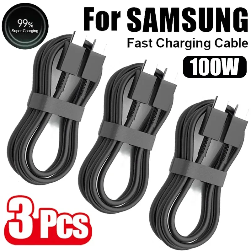 Câble de charge rapide USB-C vers USB-C PD 100 W, lot de 3, compatible Samsung Galaxy S22, S23, S24, S25, Plus, Note, Ultra, A53 et A54, pour charge et transfert de données