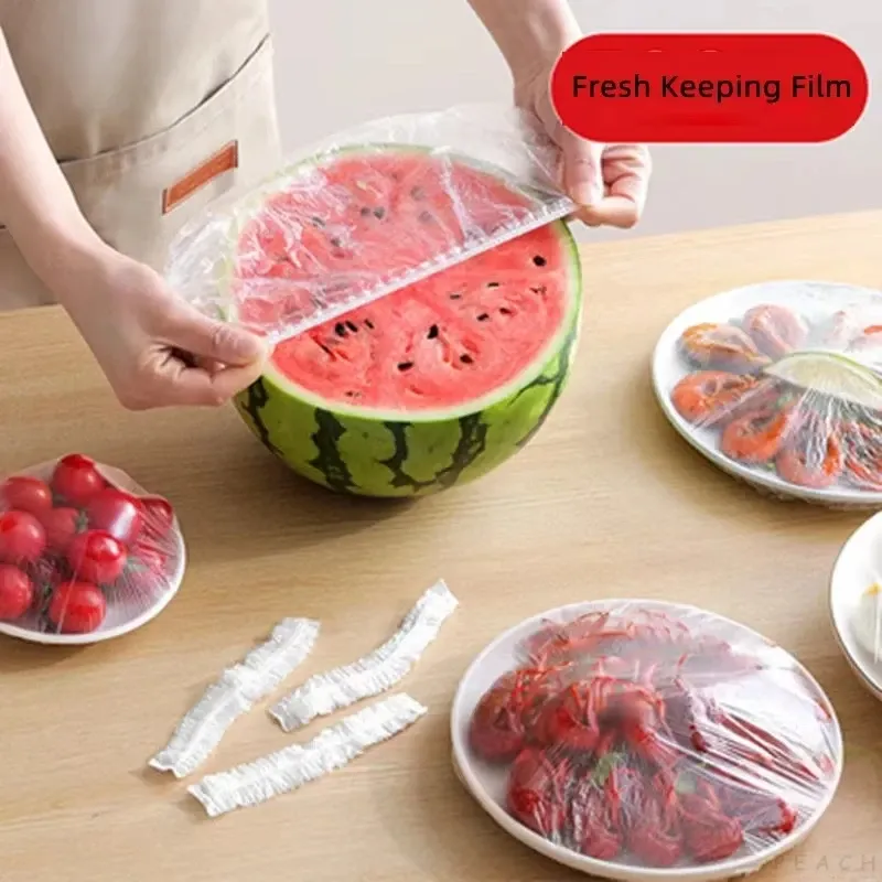 Lot de 100 couvercles élastiques jetables en plastique de qualité alimentaire pour bols et assiettes 3