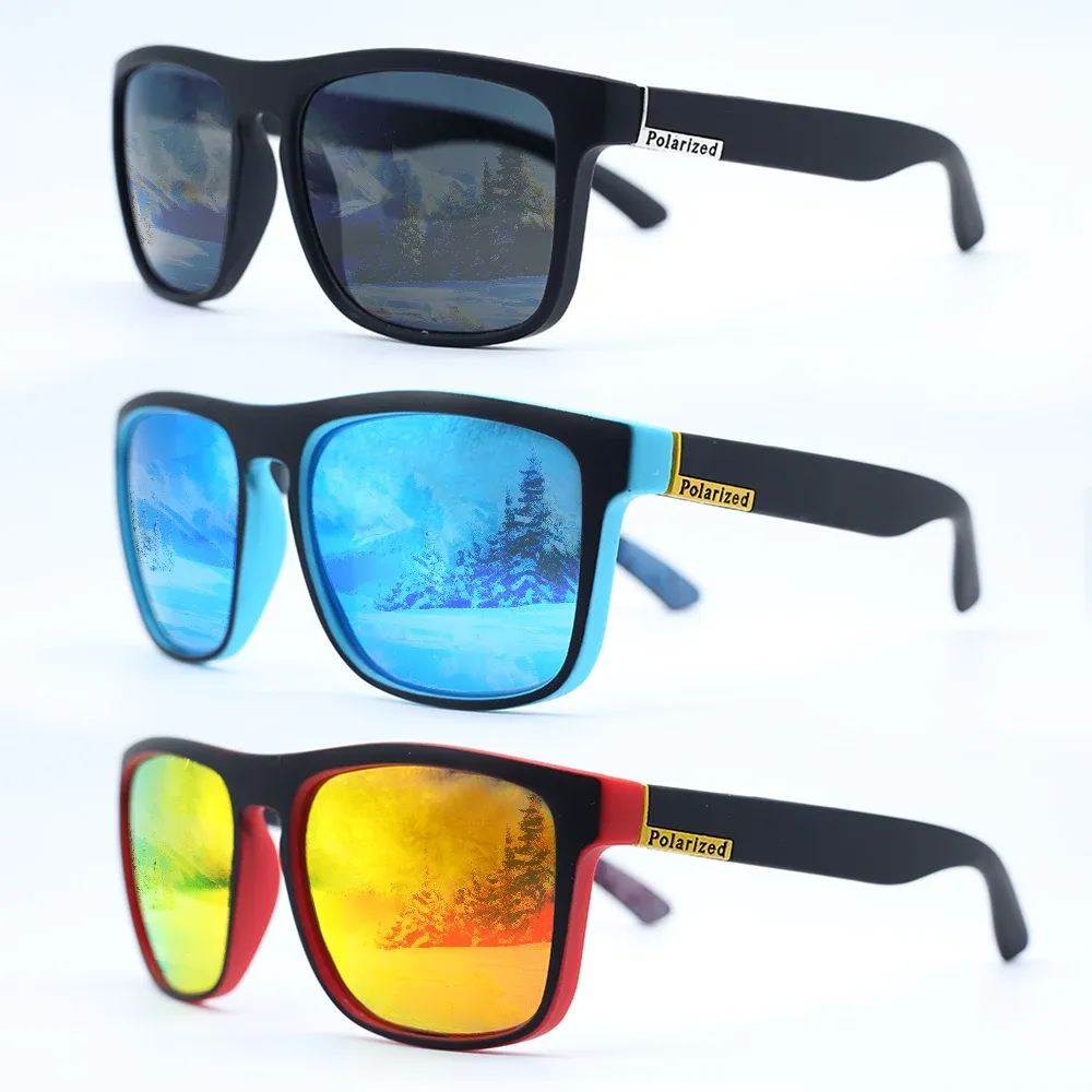 Lunettes de soleil de sport polarisées à monture carrée en métal, protection UV400 pour homme et femme 8