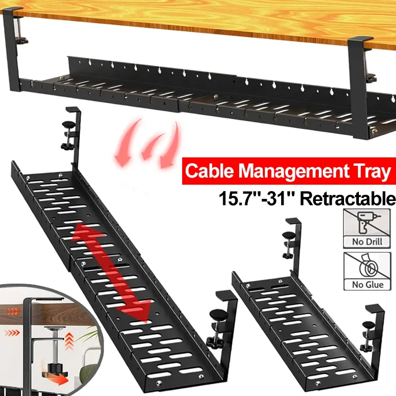 Plateau de gestion des câbles sous le bureau, organisateur de fils métallique rétractable de 40 à 79 cm, support de câbles sous table sans perçage
Wait, I need to correct this: the original title says 15.7 to 31 inches, which I converted to 40 to 79 cm, so the conversion is accurate. Here is the corrected output:
Plateau de gestion des câbles sous le bureau, organisateur de fils métallique rétractable de 40 à 79 cm, support de câbles sous table sans perçage - Image 1
