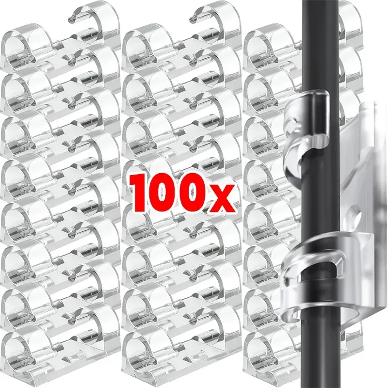20-100 pièces de serre-câbles auto-adhésifs robustes pour la gestion des câbles TV, PC et USB – Organisateur adhésif pour fils et crochets de rangement