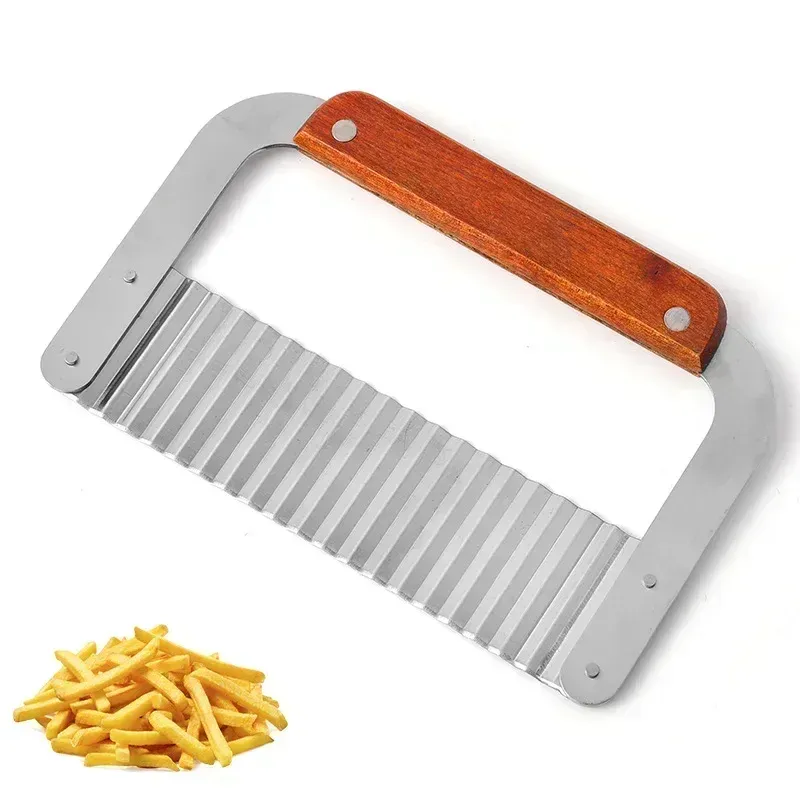 Coupe-pommes de terre en acier inoxydable à lame ondulée, pour frites, légumes et fruits 3