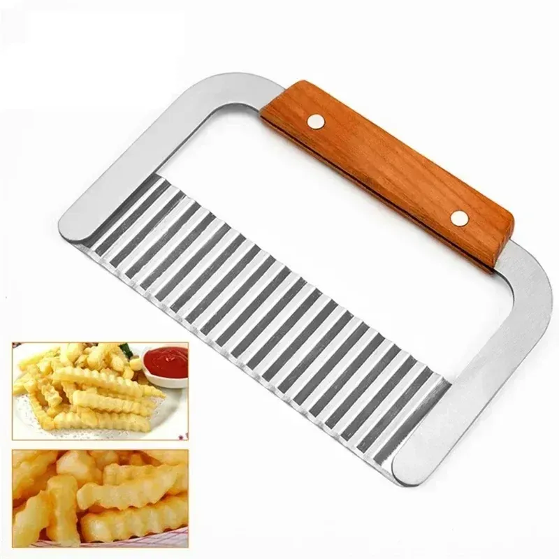 Coupe-pommes de terre en acier inoxydable à lame ondulée, pour frites, légumes et fruits