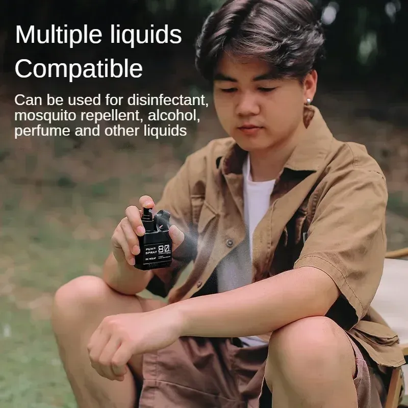 Bouteille de pulvérisation portable pour l'extérieur, camping, randonnée et voyage, vaporisateur d'alcool, flacon rechargeable pour cosmétiques et parfum 3
