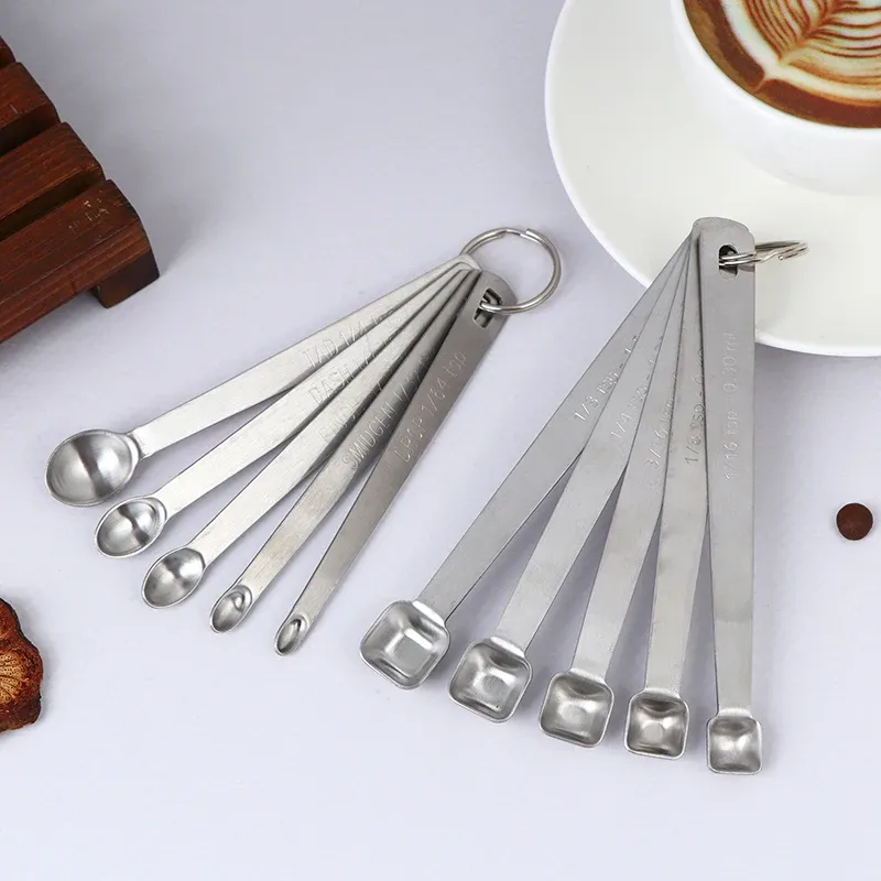 Cuillères doseuses en acier inoxydable, lot de 5, pour ingrédients secs et liquides 6