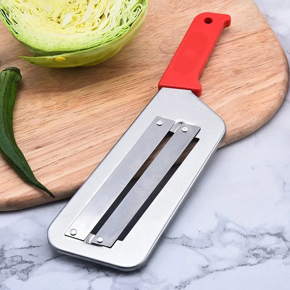 Couteau à chou double lame en acier inoxydable, éplucheur et coupe-légumes et fruits, trancheur et hachoir de cuisine 4