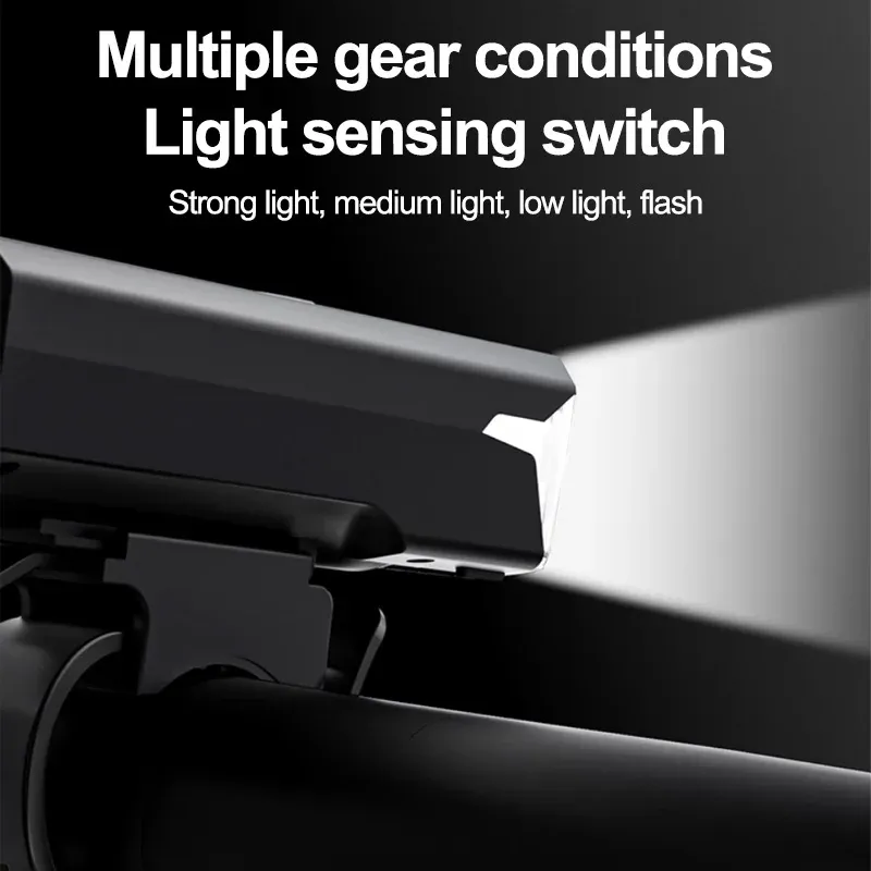 Lampe de vélo rechargeable par USB, phare à détection automatique de luminosité pour la conduite nocturne, lampe LED puissante 3