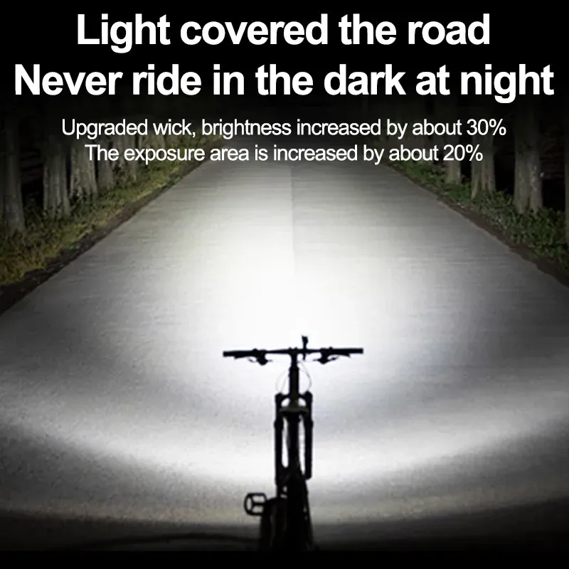 Lampe de vélo rechargeable par USB, phare à détection automatique de luminosité pour la conduite nocturne, lampe LED puissante 2