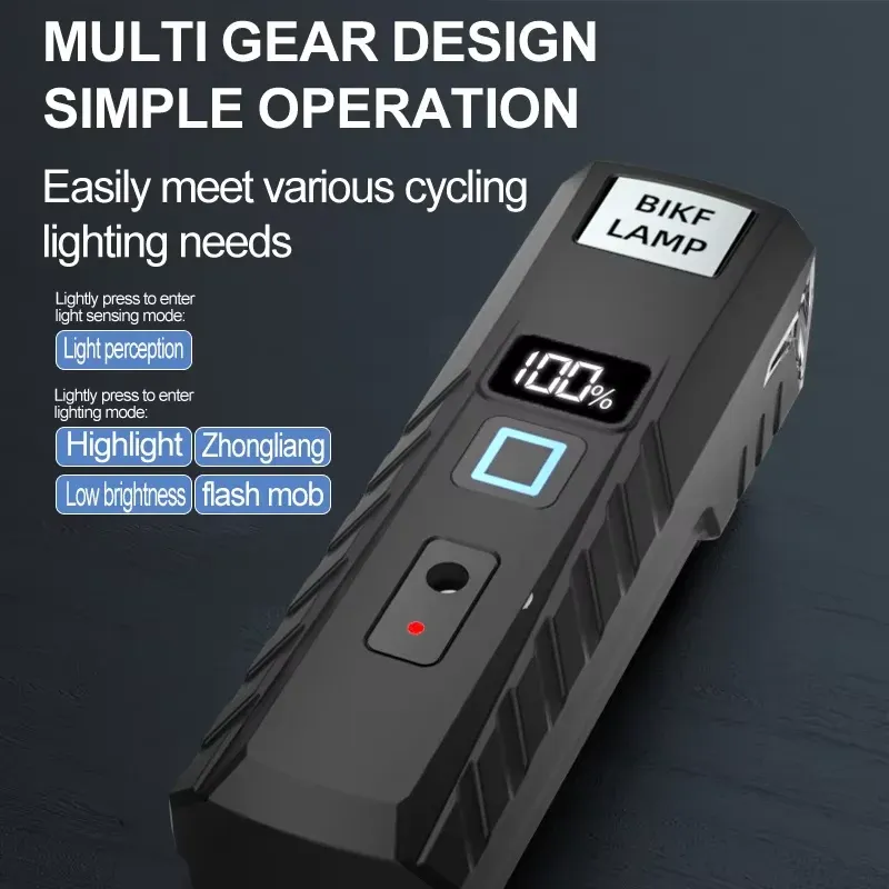 Lampe de vélo rechargeable par USB, phare à détection automatique de luminosité pour la conduite nocturne, lampe LED puissante 6