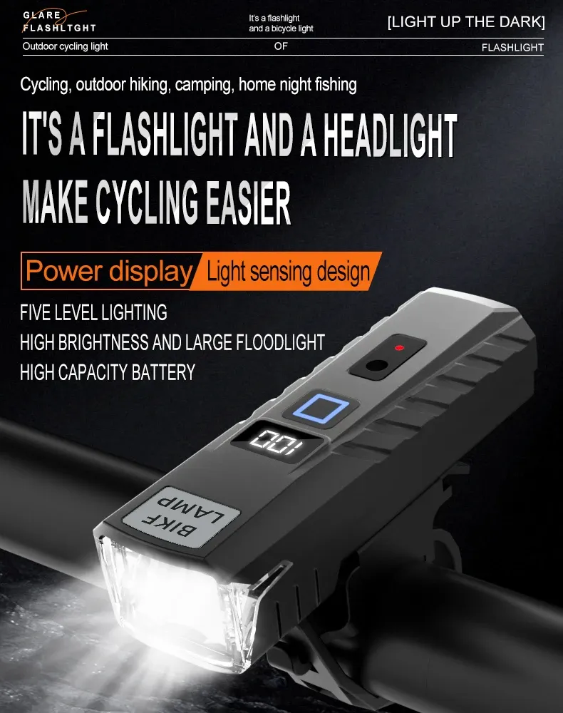 Lumière de vélo intelligente, vue de face