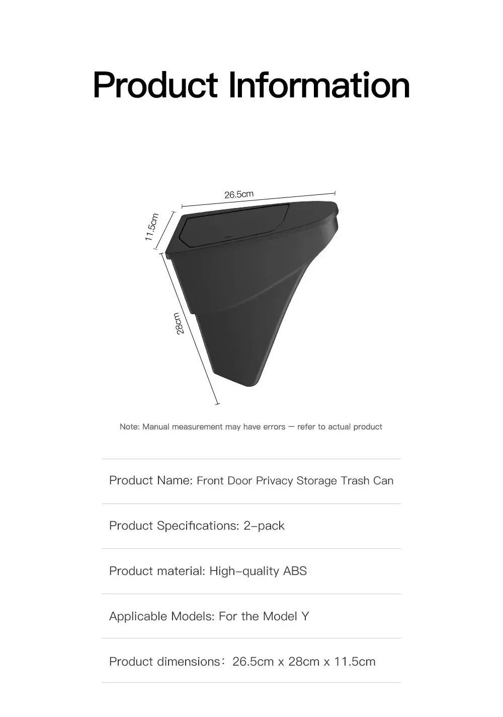 Accessoire automobile pour Tesla Model Y