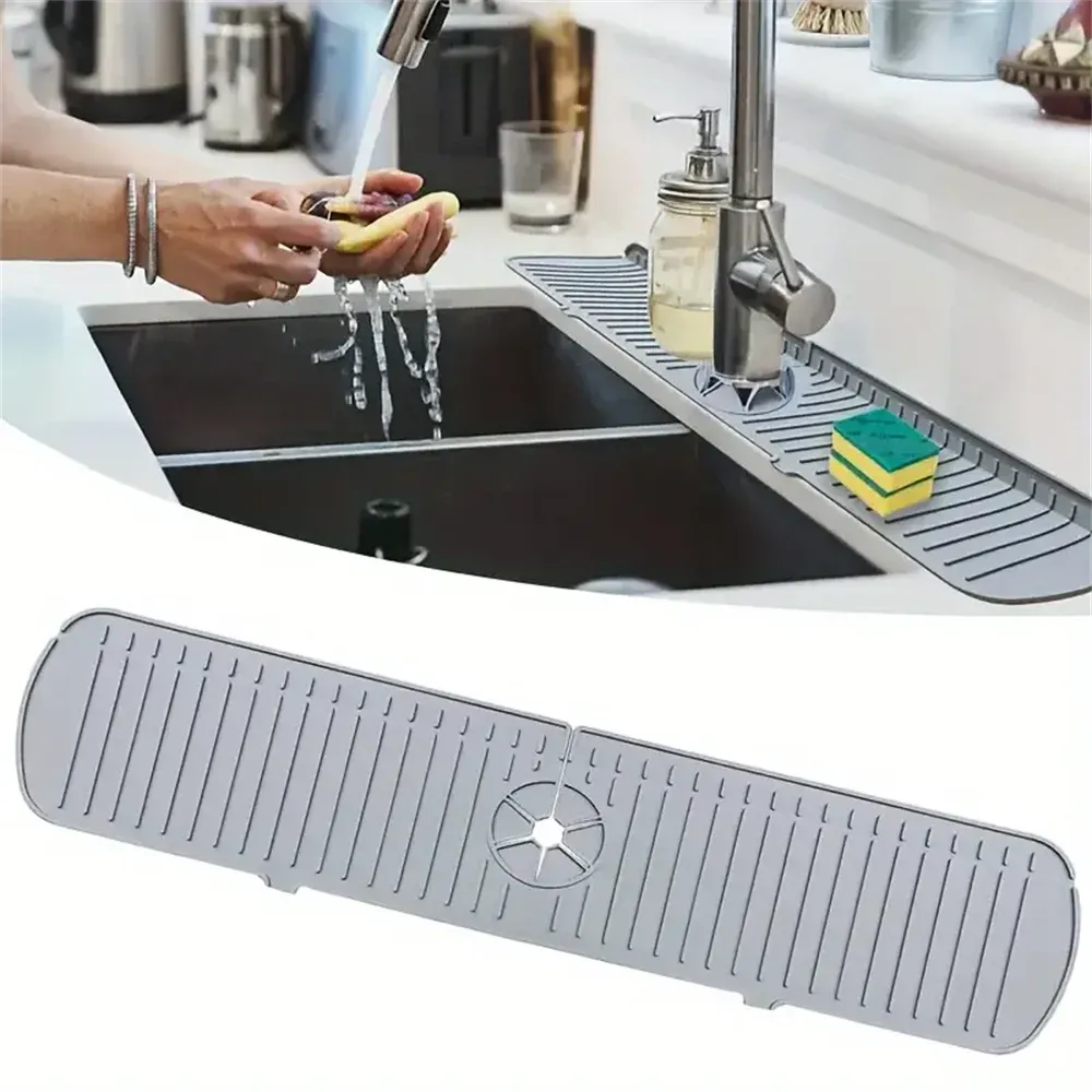Tapis d'égouttage en silicone pour évier de cuisine, antidérapant et anti-éclaboussures 6