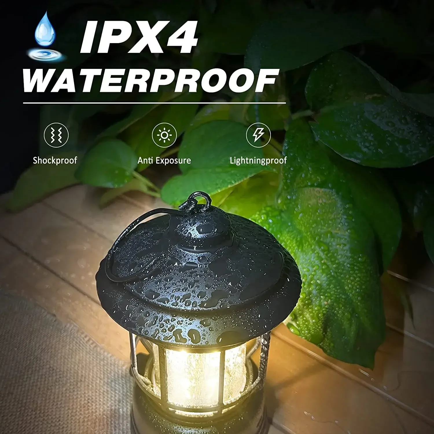 Lanterne de camping rechargeable à intensité variable COB, portable et étanche, pour la randonnée, la pêche, les urgences et les coupures de courant à domicile, usage intérieur et extérieur 5
