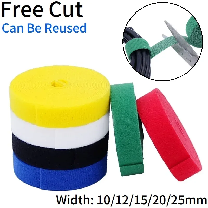 Attaches de câble réutilisables de 2 m/10 m, attaches auto-agrippantes, accessoires de bricolage, organiseur de câbles en nylon, clip de gestion de câbles - Image 1
