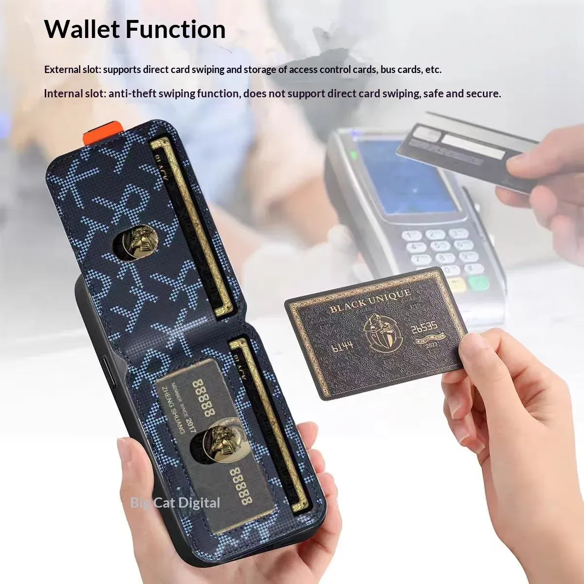 Portefeuille en cuir avec support magnétique pour téléphone et cartes, compatible iPhone 12 à iPhone 18 et iPhone 17 Pro Max, compatible MagSafe, étui à aimant puissant 3