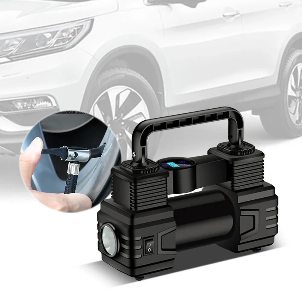 Mini compresseur d'air électrique pour voiture, gonfleur RapDuty avec lumière LED, pompe gonflable automatique, 12 V, 150 PSI