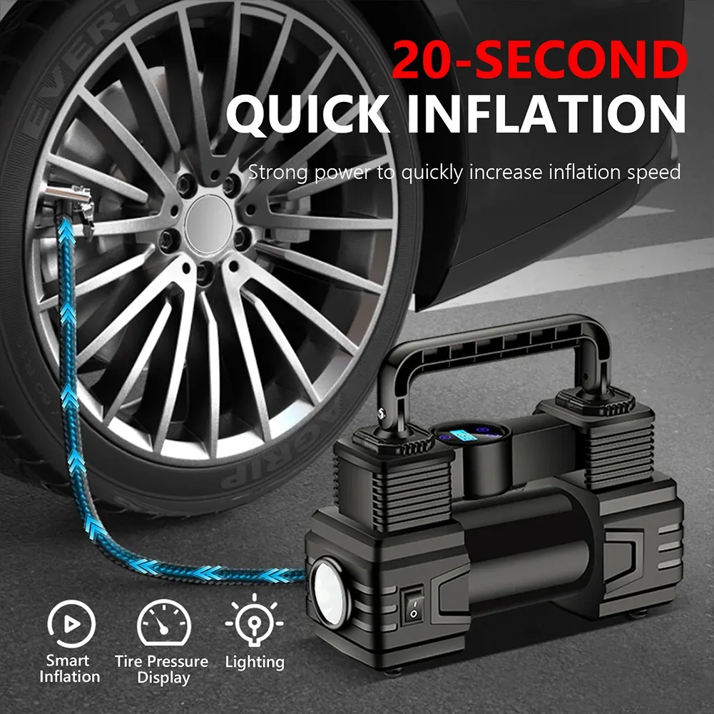 Mini compresseur d'air électrique pour voiture, gonfleur RapDuty avec lumière LED, pompe gonflable automatique, 12 V, 150 PSI 2