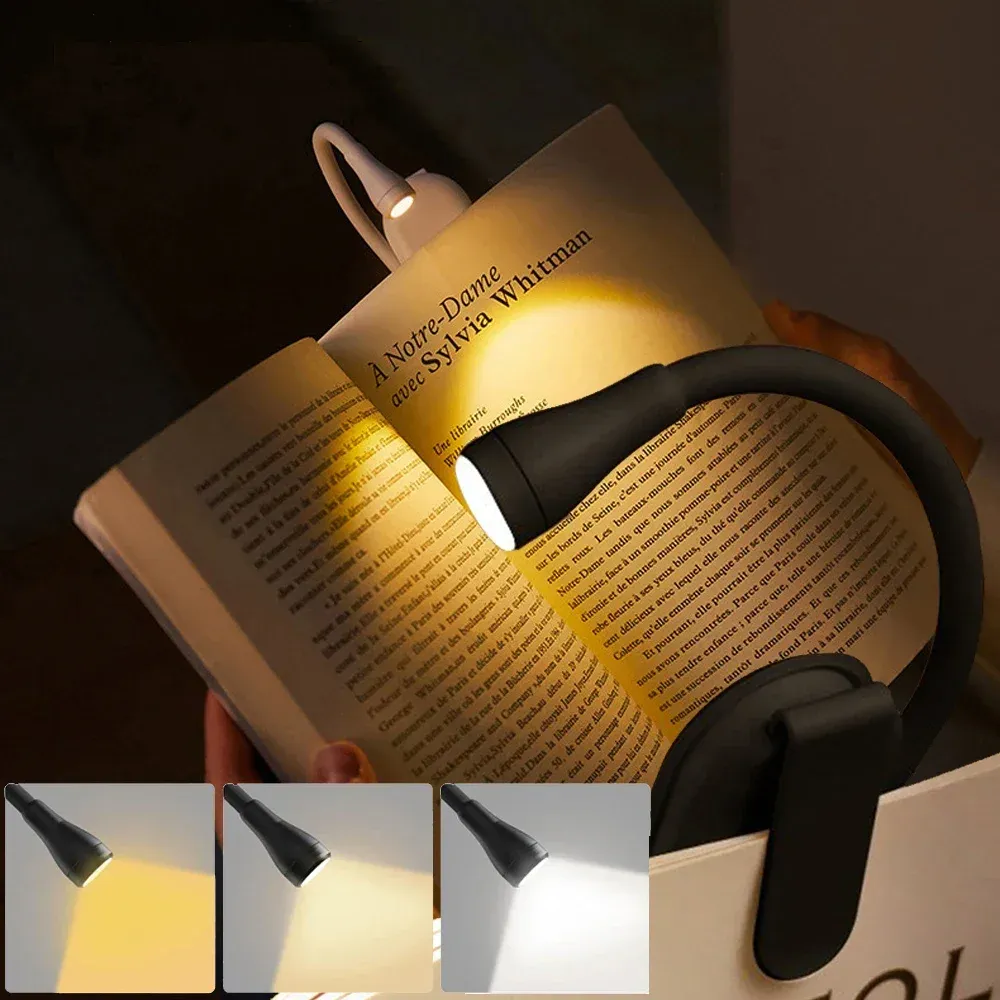 Lampe de lecture LED GGbingo 3 couleurs, rechargeable et pliable, clip réglable à 360° 7