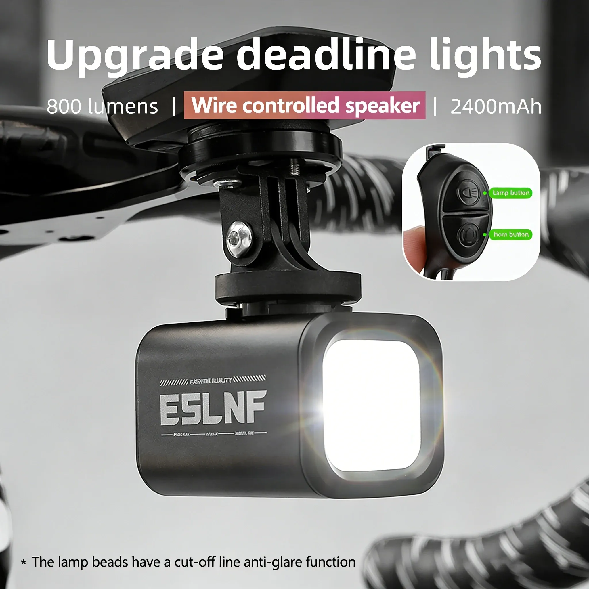 Klaxon électrique rechargeable pour vélo avec télécommande, 2400 mAh, étanche, haute luminosité - Image 1