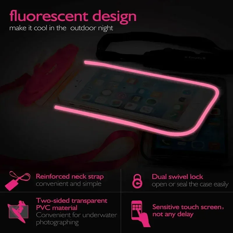 Pochette étanche pour téléphone, sac sec sous-marin pour natation et plongée à la dérive, housse pour téléphone 6 pouces, idéale pour les sports aquatiques, la plage, la piscine et le ski 4